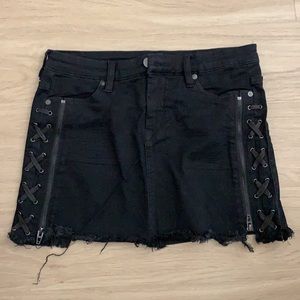 Blank NYC Lace Up Denim Mini Skirt